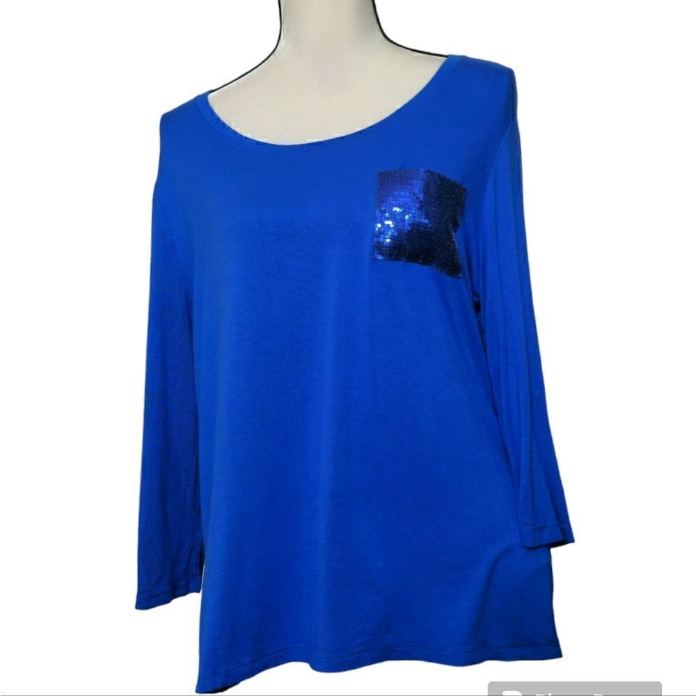 Ellen Tracy electric blue top